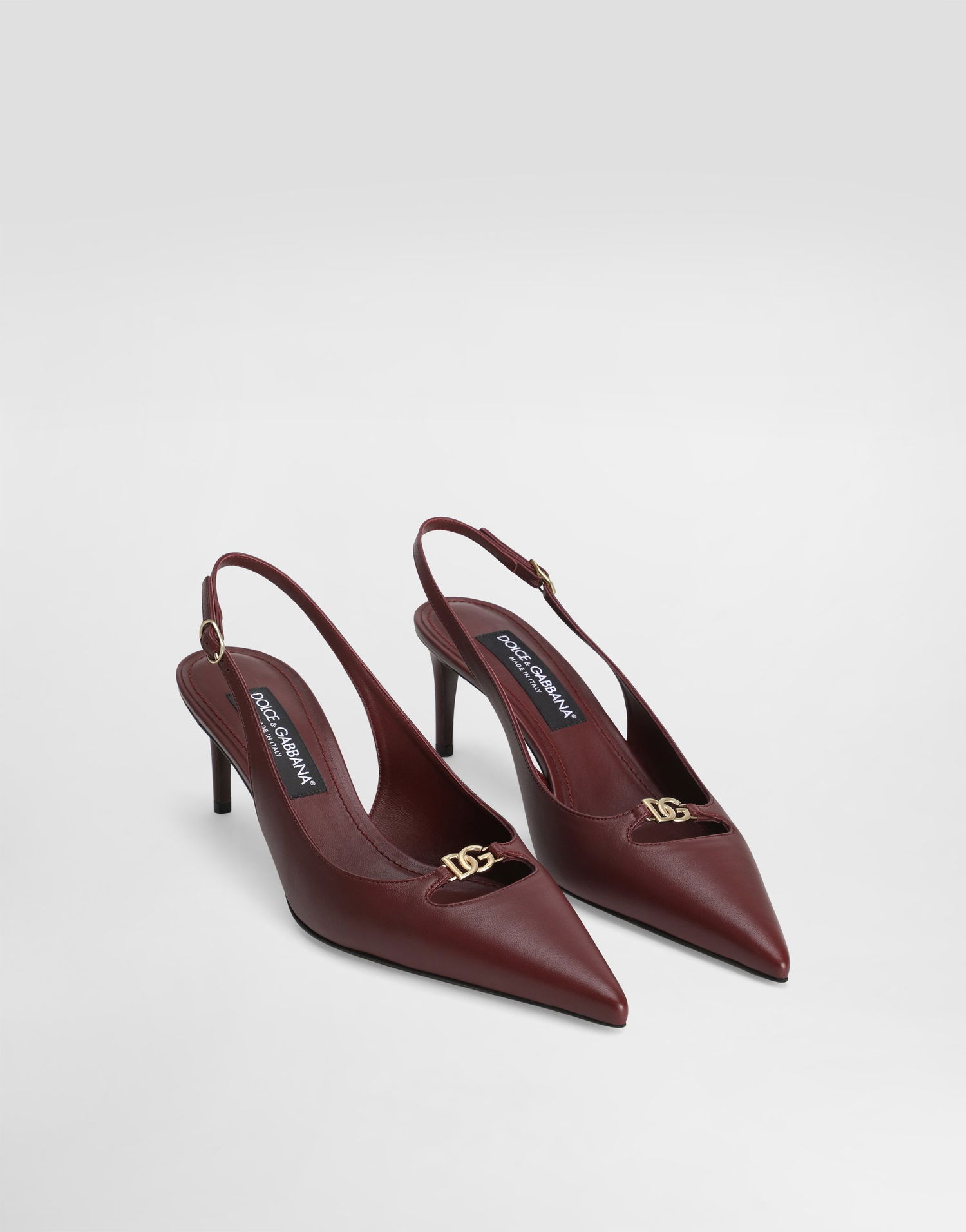 Tillbehör Dolce & Gabbana Dolce & Gabbana Silk-Effect Nappa Leather Slingbacks Bourgogne | CG0796A195380346, 1
