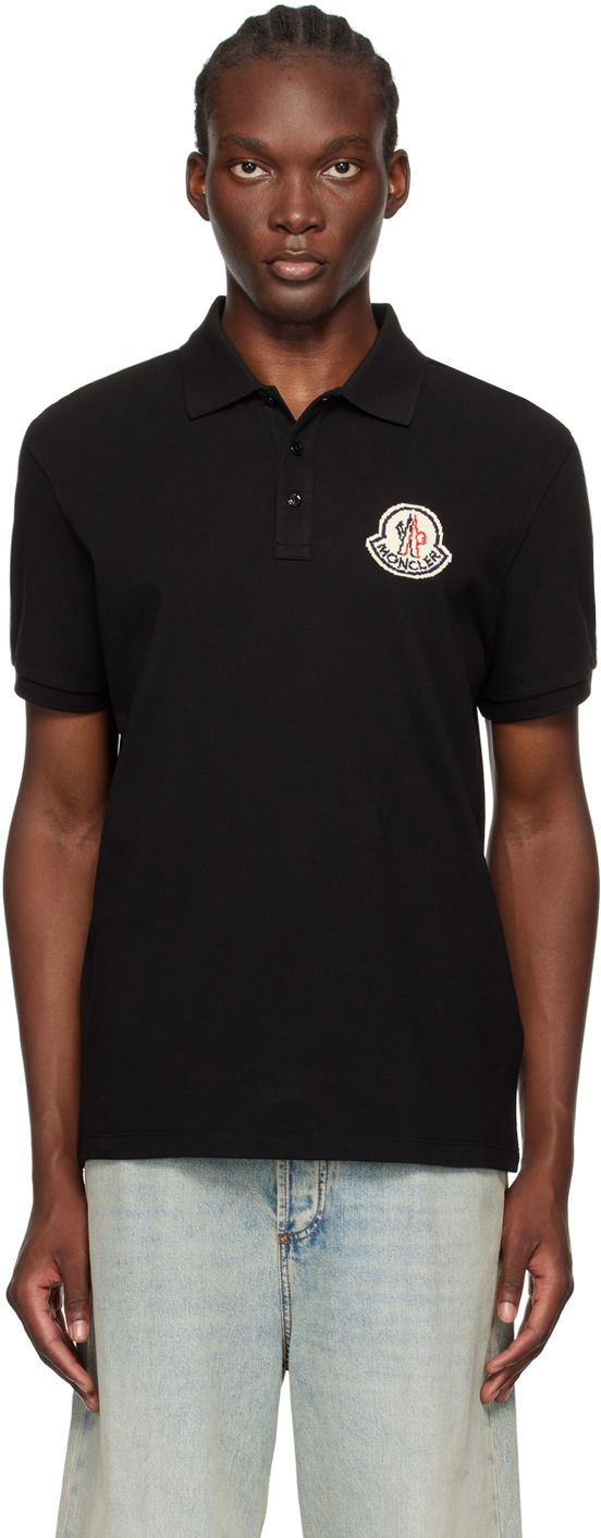 Polotröja Moncler Black Logo Patch Polo Svart | J20918A0000589A16, 0