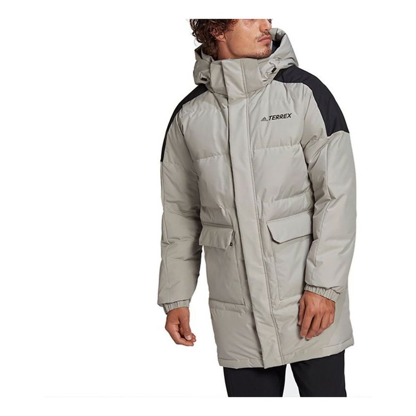 Parkas adidas Performance TERREX Colorblock Outdoor Mid-Length Hooded Down Jacket Beige | GL7413