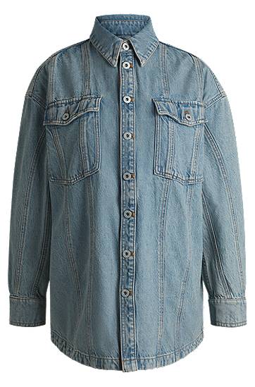 Skjorta BOSS Long Denim Shirt with Patch Pockets Blå | 50531715, 0