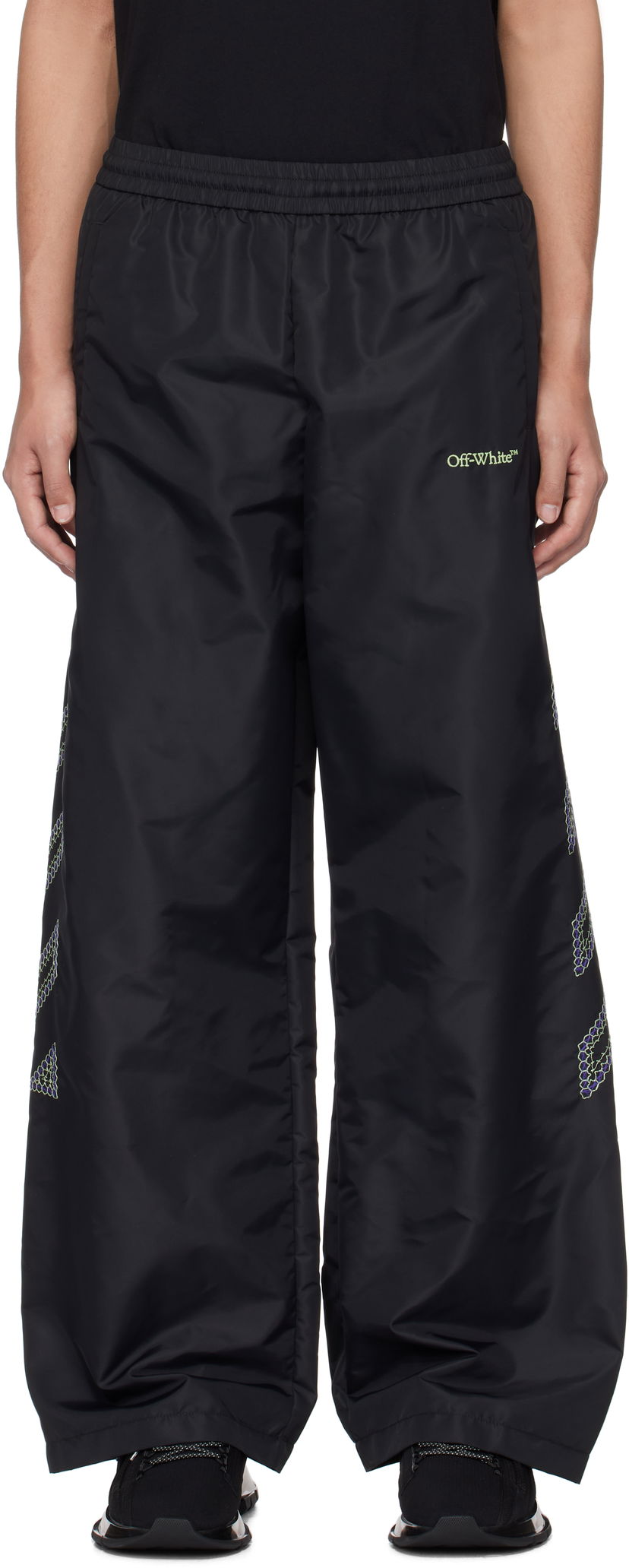 Träningsbyxor Off-White Diag Outl Nylon Faille Track Pants Svart | OMCJ038S25FAB0011050