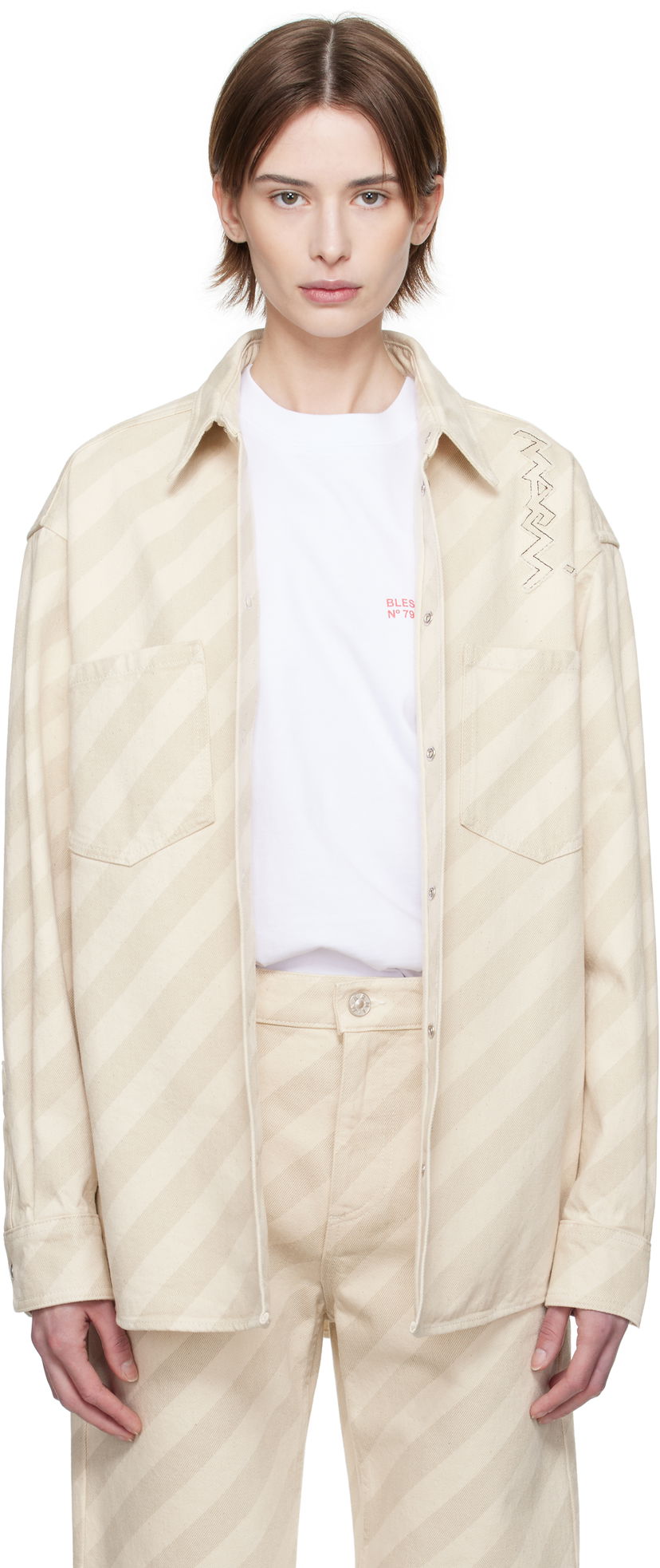 Skjorta Marni Marni Boxy Denim Shirt Beige | CAJD0601S0 USCX37