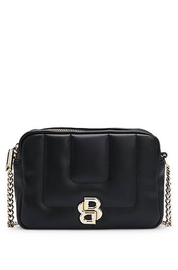 Axelväska BOSS Balmain Quilted Crossbody Bag with Double B Monogram Svart | 50523349, 0