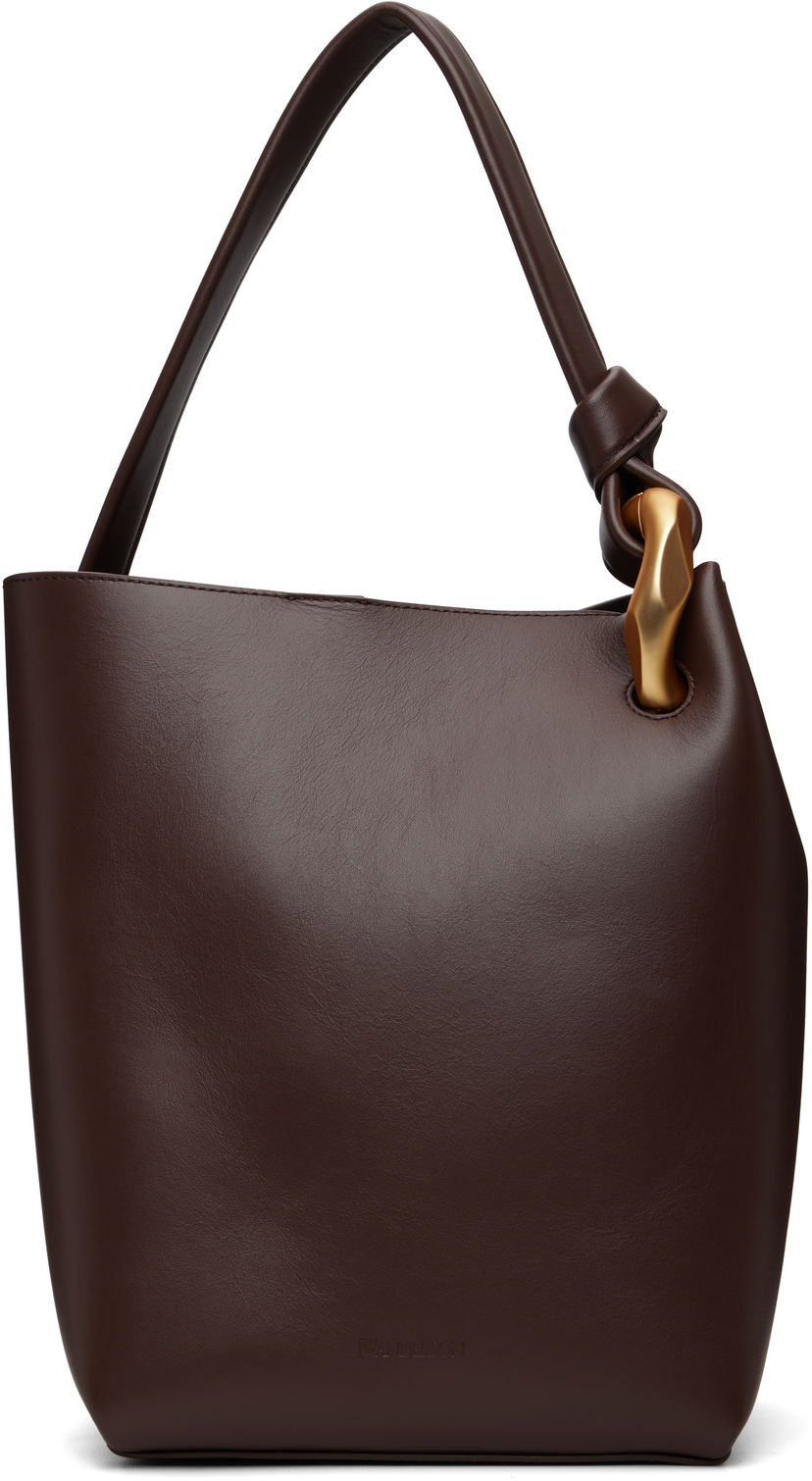 Tygpåse JW Anderson JW Anderson 'The JWA Corner Bucket' Leather Tote with Sculptural Handle Brun | HB0737-LA0232
