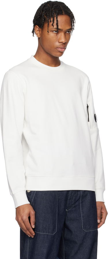 Sweater C.P. Company C.P. Company Diagonal Raised Fleece Crewneck Lens Sweatshirt Vit | 18CMSS023A-005086W, 1