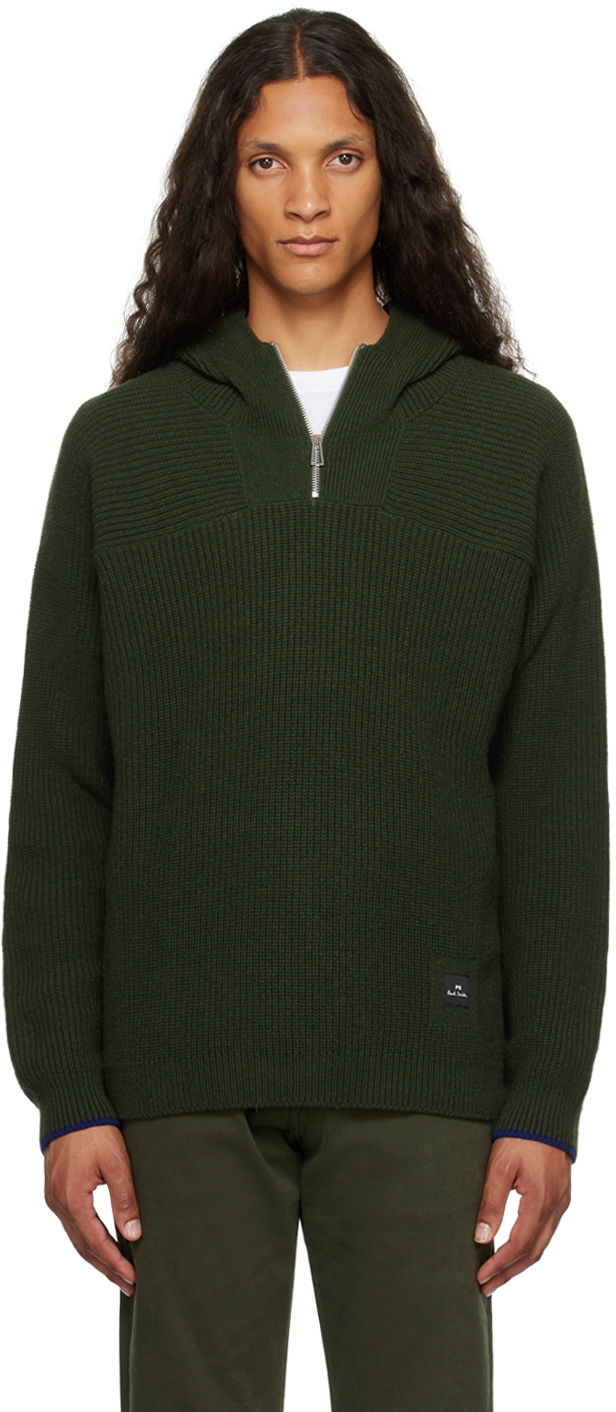 Sweater Paul Smith PS Paul Smith Half-Zip Knit Hoodie Grön | M2R-234Y-L21938-39
