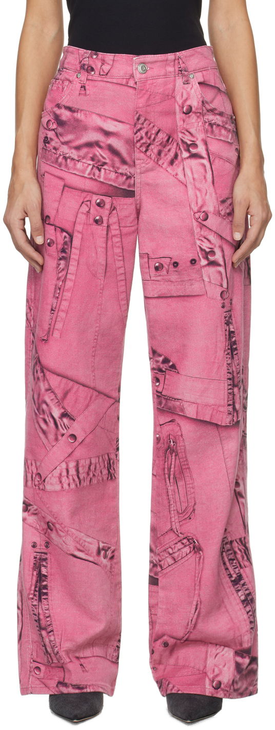Jeans Blumarine Blumarine Trompe L'œil Print Wide-Leg Jeans Rosa | P422J128A