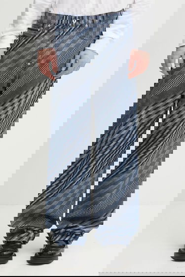 Jeans KENZO Kenzo Diagonal Stripe Turn Up Wide Fit Jeans Blå | FF65DP4216Z1, 0