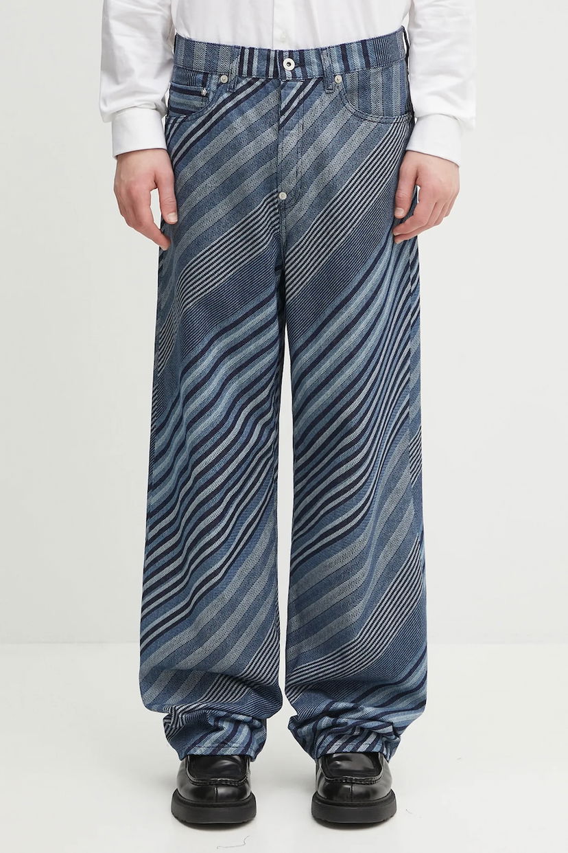 Jeans KENZO Kenzo Diagonal Stripe Turn Up Wide Fit Jeans Blå | FF65DP4216Z1