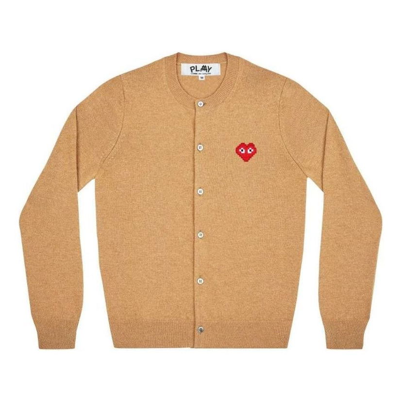Sweater Comme des Garçons COMME des GARCONS PLAY Women's Cardigan with Invader Emblem Beige | AZ-N083-051-3