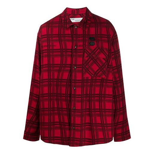 Skjorta Off-White Arrows Sketch Plaid Shirt Röd | OMGA098S20H480202000, 0