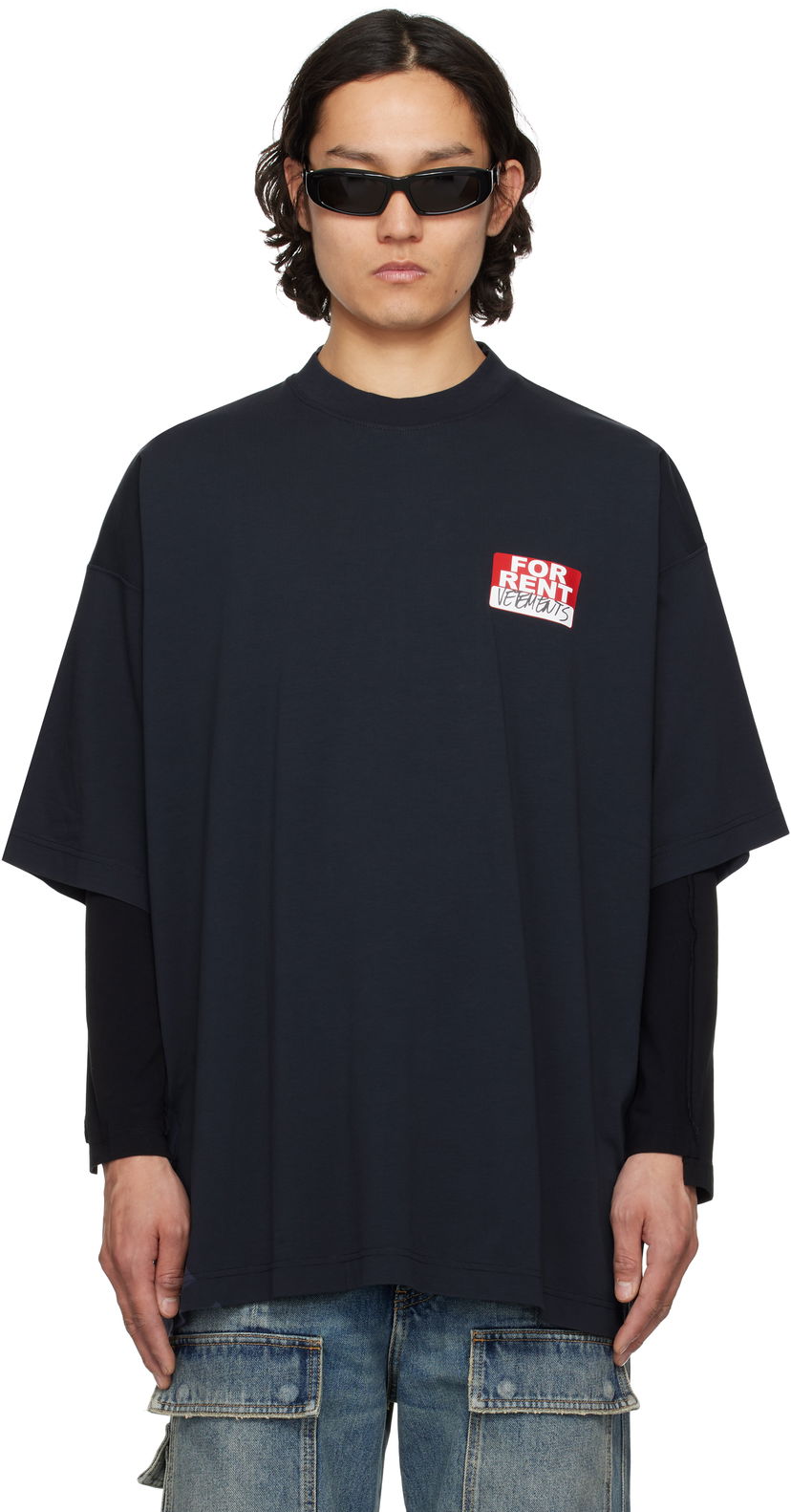 T-shirt VETEMENTS Vetements 'For Rent' Oversized T-Shirt Mörkblå | UA66TR745N