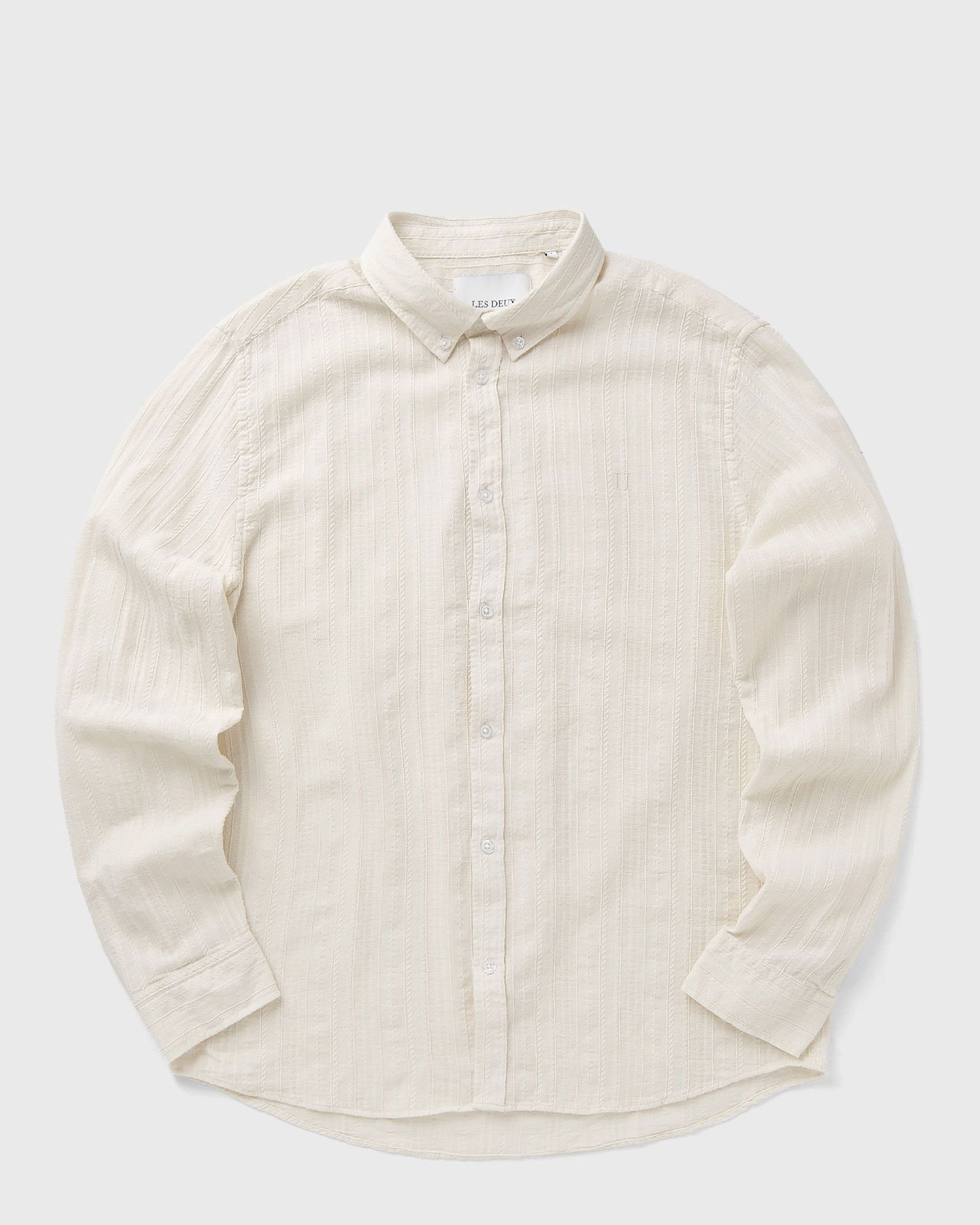 Skjorta Les Deux Konrad Stripe Textured Button-Down Shirt Vit | 1000067-215, 0