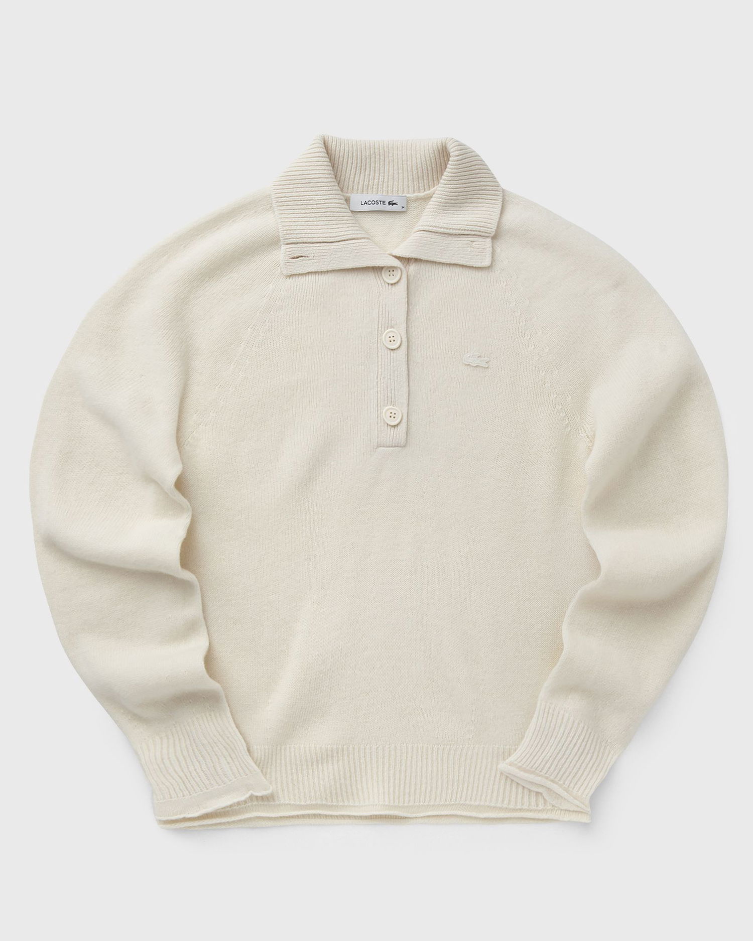 Sweater Lacoste Polo Collar Button Placket Knit Sweater Vit | AF4010-XFJ, 0