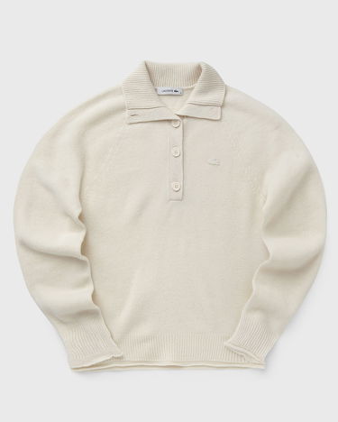 Sweater Lacoste Polo Collar Button Placket Knit Sweater Vit | AF4010-XFJ, 0