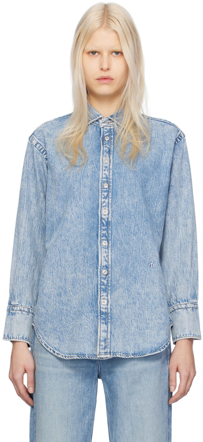 Skjorta rag & bone Diana Featherweight Denim Shirt Blå | WDD23H1423FTMI