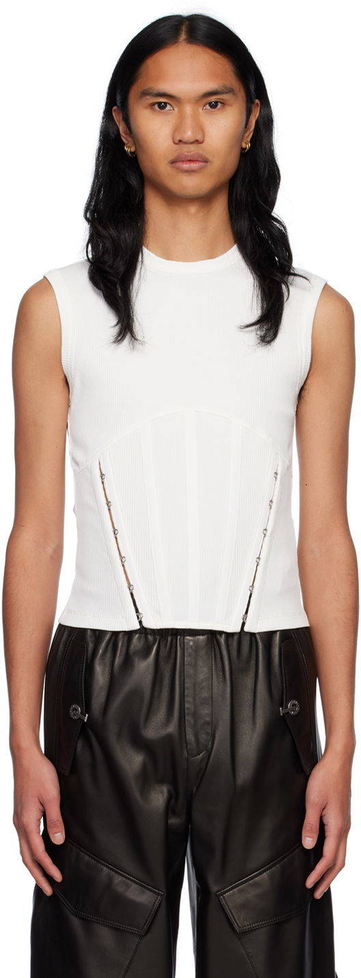 Linne Dion Lee Ribbed Corset Tank Top Vit | C3088R23