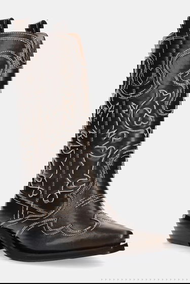 Sneakers och skor GANNI GANNI Mid Shaft Embroidered Western Boots Brun | S3112, 0