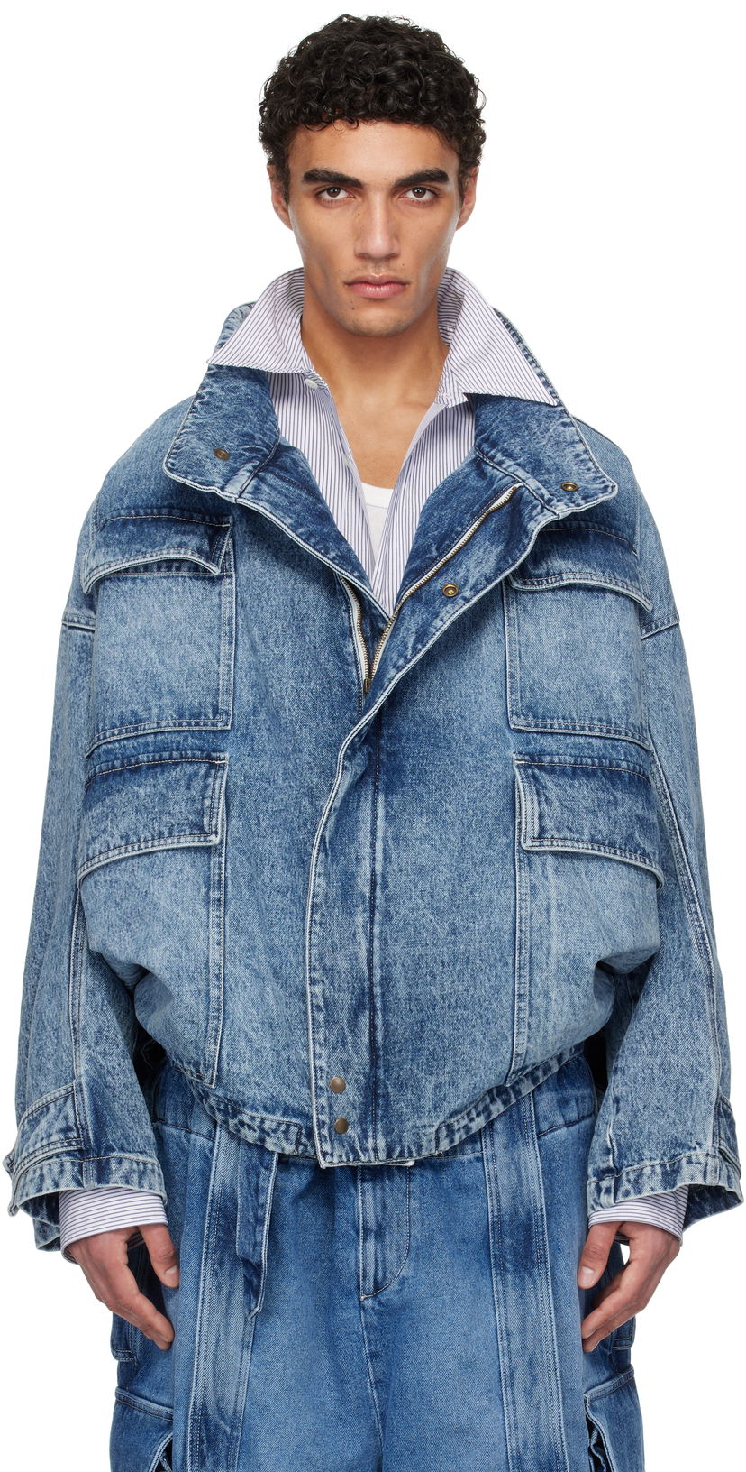 Jacka HED MAYNER Hed Mayner Flap Pocket Denim Jacket Blå | HMMA67024A-HA190