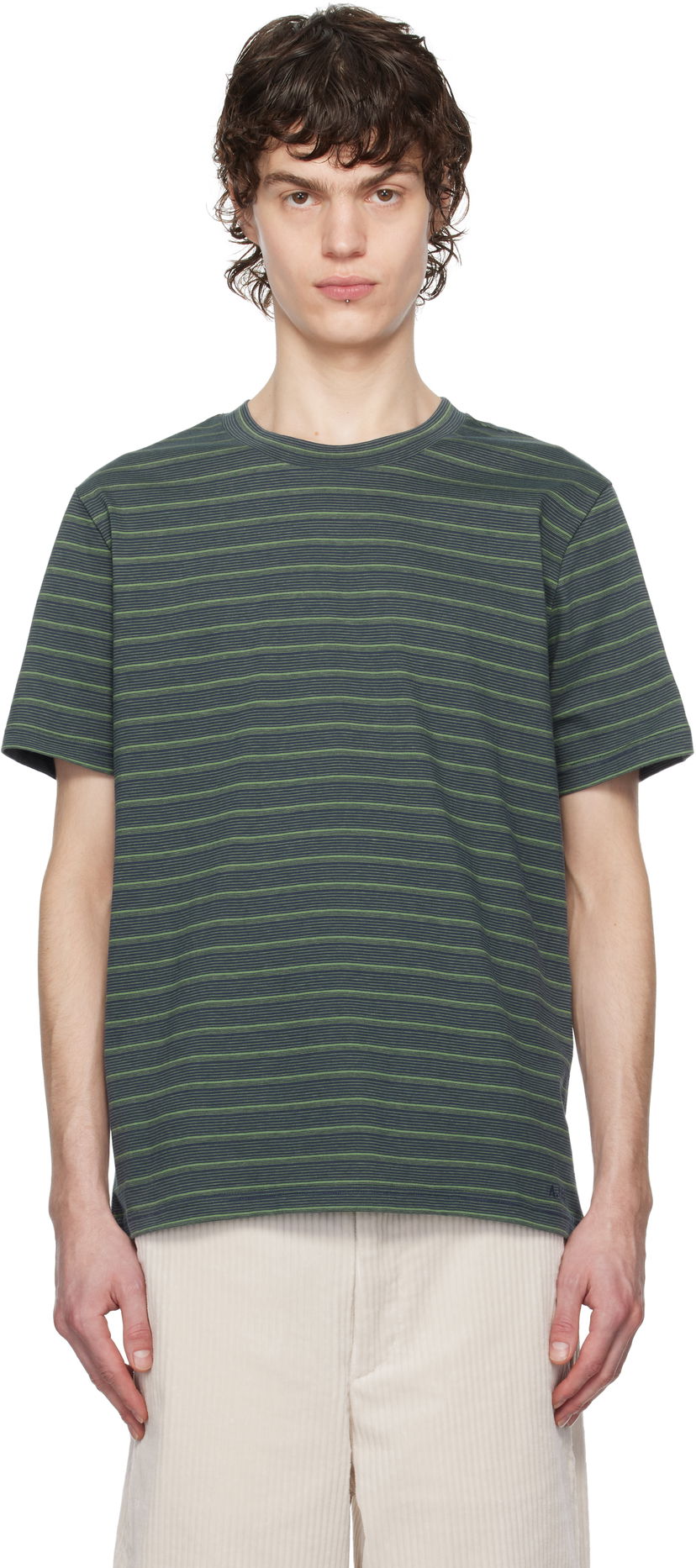 T-shirt A.P.C. A.P.C. Aymeric Striped T-Shirt Grön | COHGX-H26132