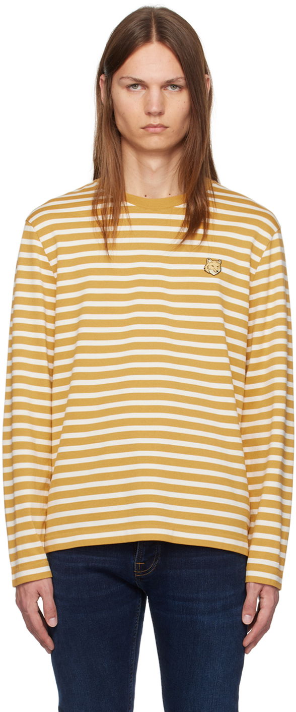 T-shirt MAISON KITSUNÉ Maison Kitsuné Yellow Bold Fox Head Patch Regular Marin T-shirt Gul | NM00106KJ0044, 0