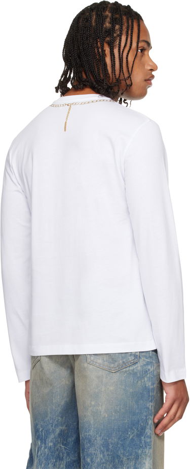 T-shirt Marine Serre Marine Serre Trompe L'Œil Jewelry Jersey LS T-Shirt Vit | MTT076ACJER0092, 2