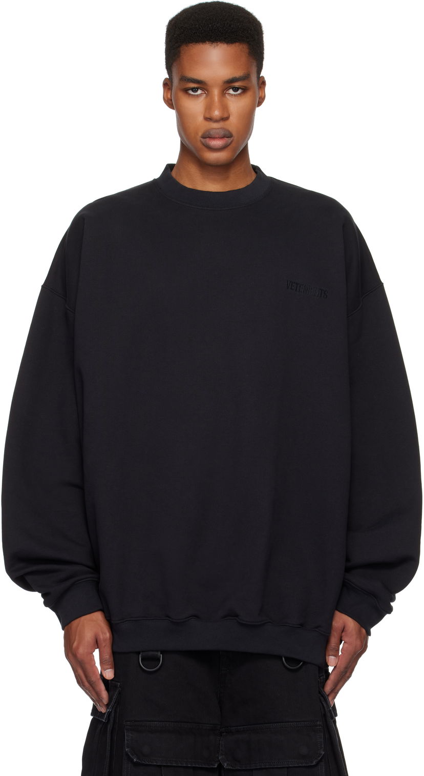 Sweatshirt VETEMENTS Embroidered Logo Oversized Sweatshirt Svart | UA66CW640B