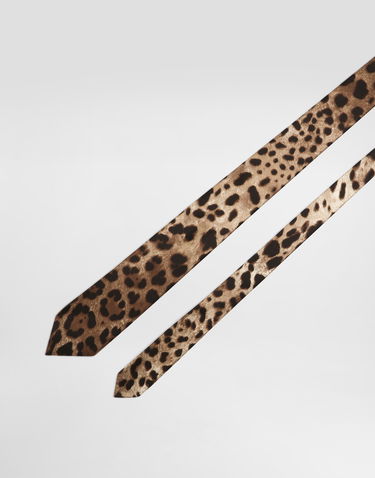 Tillbehör Dolce & Gabbana Dolce & Gabbana Satin Tie with Leopard Print Brun | GT181EFS1GTHY13M, 2
