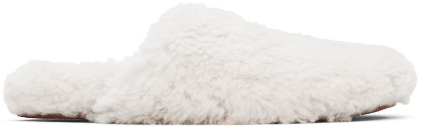 Kläder Yves Salomon Yves Salomon Merinos Curly Lamb Slippers Vit | 25W23WAA342XXMECL