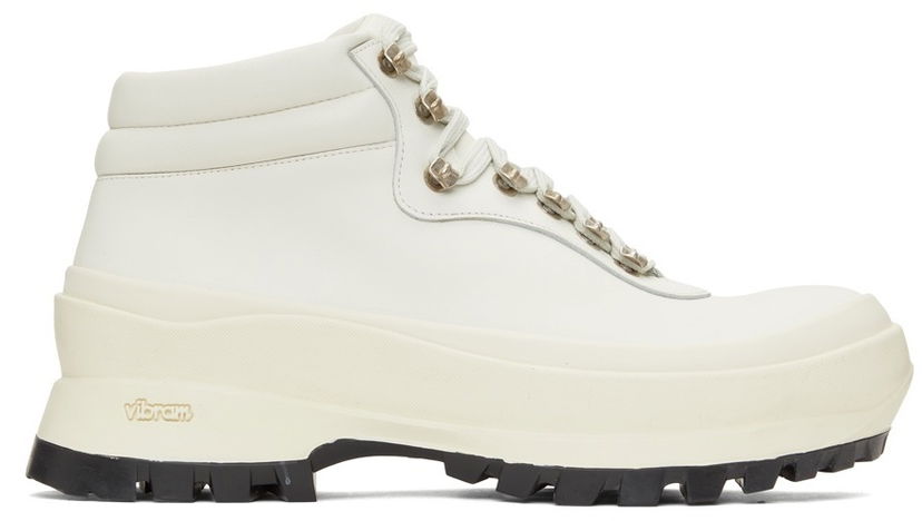 Sneakers och skor Jil Sander Jil Sander Leather Hiking Boots Vit | JP37001A_14513