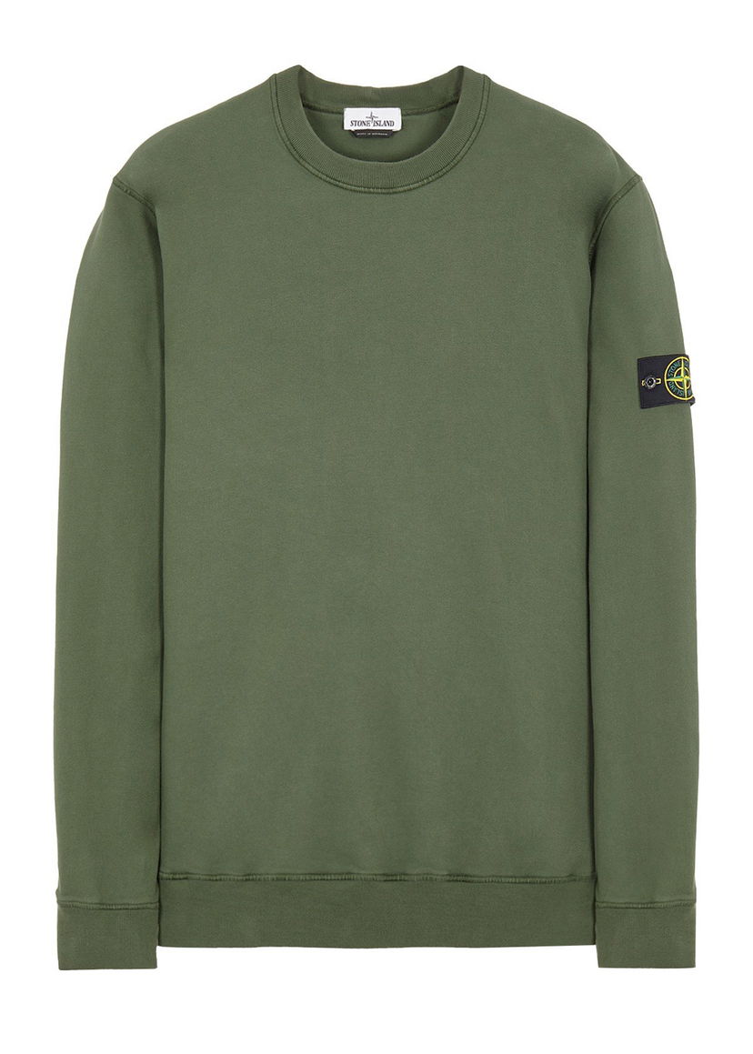 Sweater Stone Island Brushed Cotton Fleece Crewneck Grön | 751563020v0055-9382