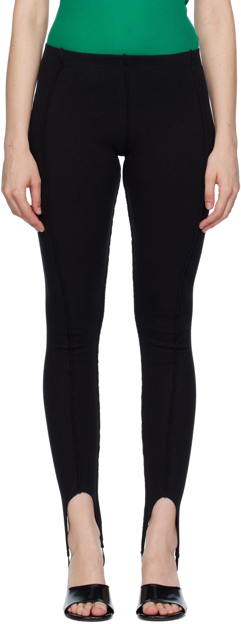 Damasker Baserange Baserange Sync Ribbed Stirrup Leggings Svart | PASL-RCR-AU25