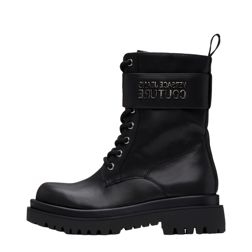 Sneakers och skor Versace Black Leather Logo Drew Boots Svart | E77VA3S64_E71570