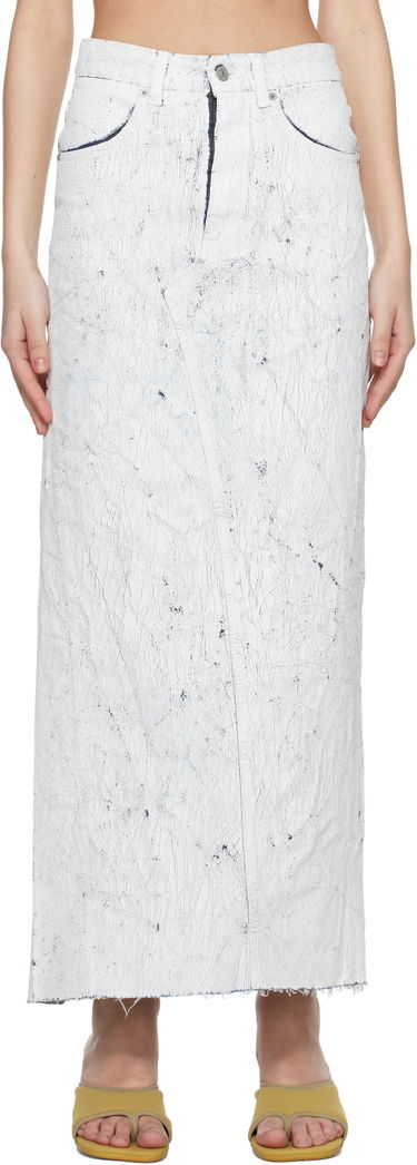Kjol Maison Margiela MM6 Maison Margiela Hand-Painted Denim Maxi Skirt Vit | S62MI0027 M30028, 0