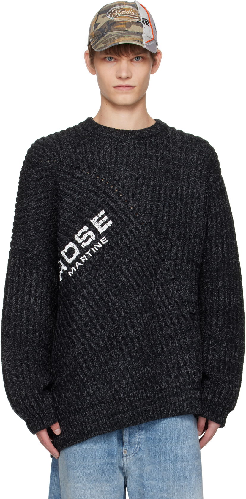 Sweater Martine Rose Martine Rose Engineered Fisherman Rib Sweater Svart | 971YA03053