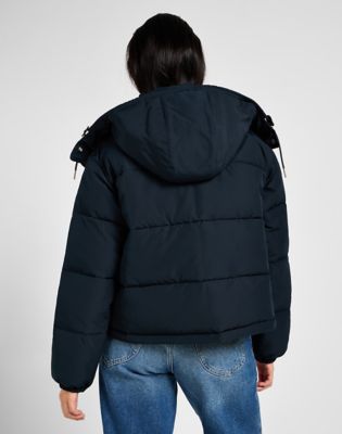 Pufferjacka Lee Hooded Short Puffer Jacket Svart | 112355162