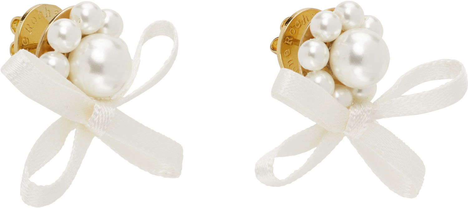Örhängen Simone Rocha Simone Rocha Petite Bow Daisy Stud Earrings Vit | ERG552 0904, 1