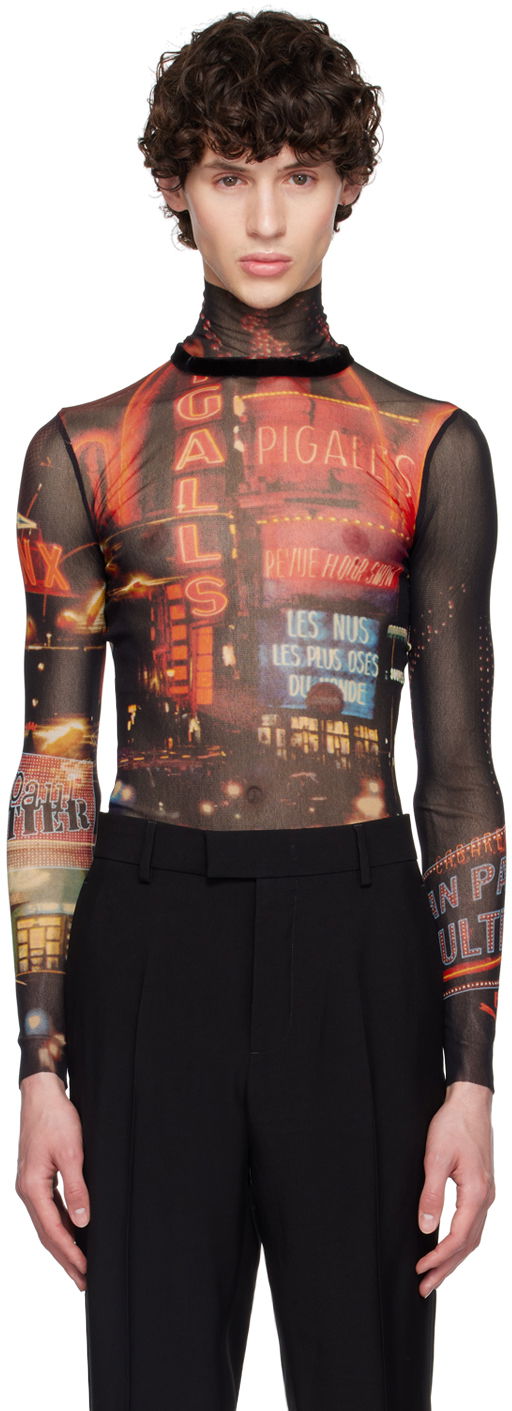 T-shirt Jean Paul Gaultier Jean Paul Gaultier 'The Pigalle' Mesh Turtleneck Top Svart | 24/30-F-TO206-T552-00301550