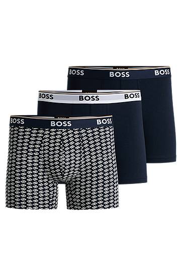 Boxare BOSS BOSS Three-Pack Stretch-Cotton Boxer Briefs with Logos Mörkblå | 50531685, 0