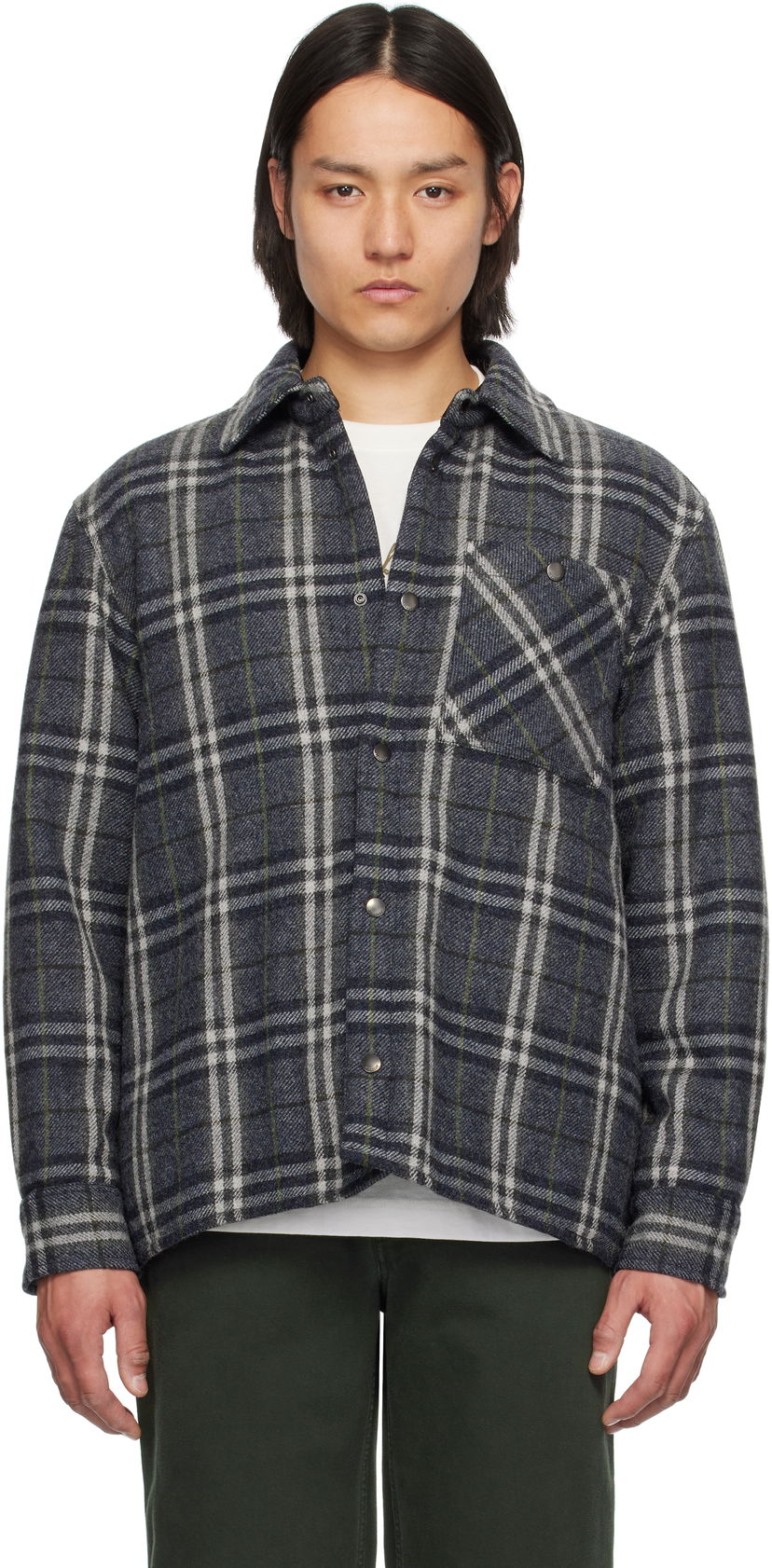 Skjorta Burberry Burberry Check Wool Overshirt Blå | 8102224