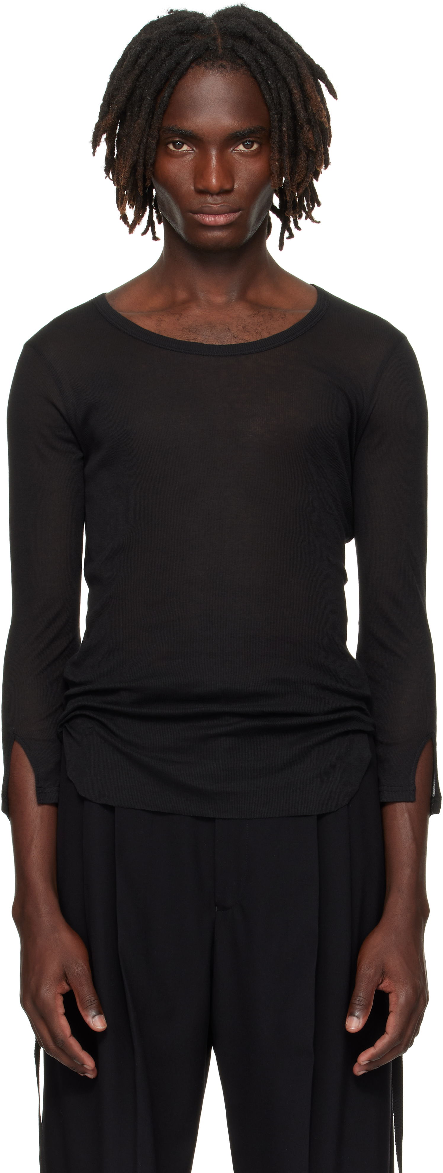 T-shirt Ann Demeulemeester Ann Demeulemeester Margon Long Sleeve T-Shirt Svart | B0012875-FA434-099, 0