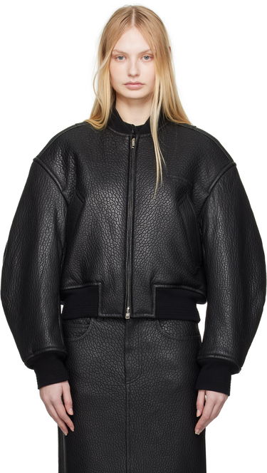 Bomberjacka Alexander Wang Alexander Wang Cropped Leather Bomber Jacket Svart | 1WC1252627, 0