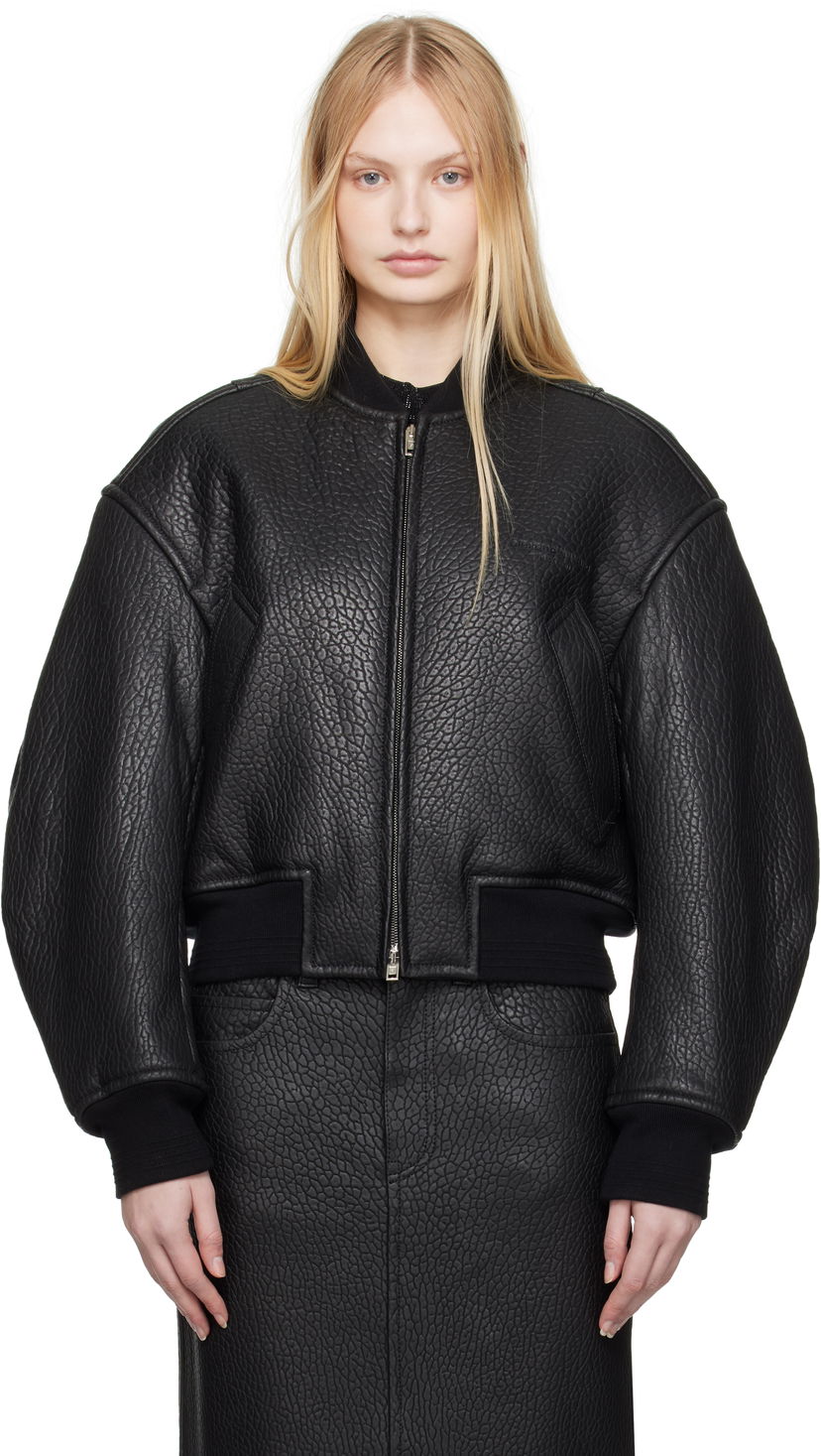 Bomberjacka Alexander Wang Alexander Wang Cropped Leather Bomber Jacket Svart | 1WC1252627