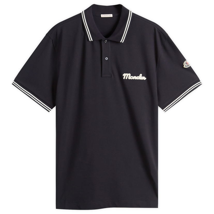 Polotröja Moncler Short Sleeve Logo Polo, Size Large Mörkblå | 8A000-05-89B3G-77X