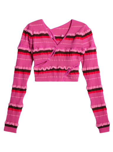 Sweater Jacquemus Le Tordu Asymmetric Cropped Cardigan Rosa | 231KN128-2282-450
