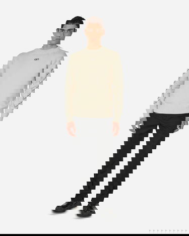 Sweater Off-White Stitch Arrows Diags Knit Sweater Beige Beige | OMHE172F23KNI001 6110, 4