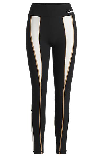 Damasker BOSS BOSS Active Super-Stretch Leggings with Contrast Details Svart | 50540207