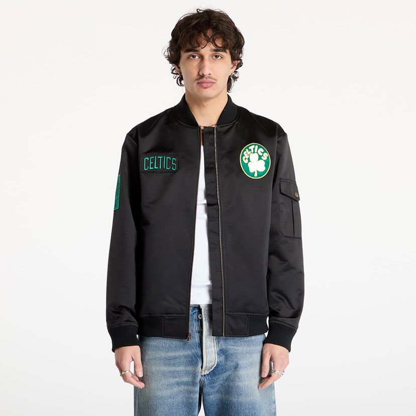 Bomberjacka Mitchell & Ness Team Leader Satin Bomber Jacket Svart | JK8095-BCEBLCK