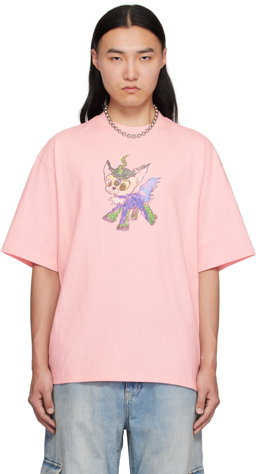 T-shirt We11done We11done Jeff Monster Drawing T-Shirt Rosa | WD-TT0-25-744-U-PK