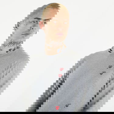 T-shirt Comme des Garçons PLAY Long Sleeve Logo Print T-Shirt UNISEX Grey Grå | AXT339 grey, 3